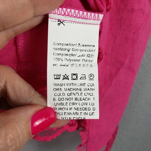 Shein‎ Curve Size 4XL Tie Front Babydoll Crop Top Hot Pink Lace Trim Festival - Picture 5 of 10